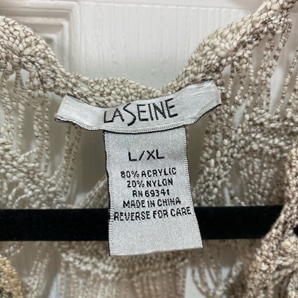 LaSeine knit crocheted sleeveless pullover sweater coverup, large/x large - Picture 10 of 11